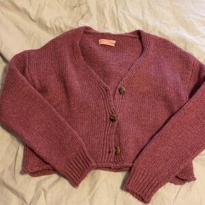 Women’s Chunky V-Neck Button Sweater - Dusty Rose